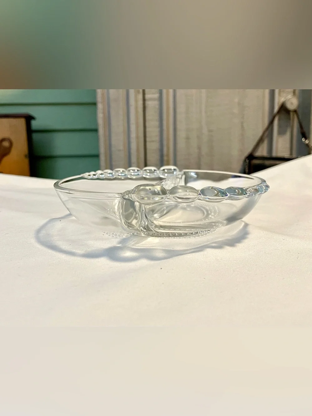 *VINTAGE* Duncan & Miller Glass 2~Sided Serving Dish - Clear Glass - 6” x 2”